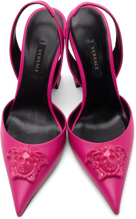 versace medusa heels pink|Versace Medusa detail round heels.